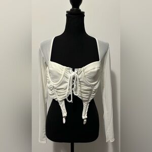 NWT Dolls Kill / Darker Wavs Filter Garter Clip Corset Crop Top